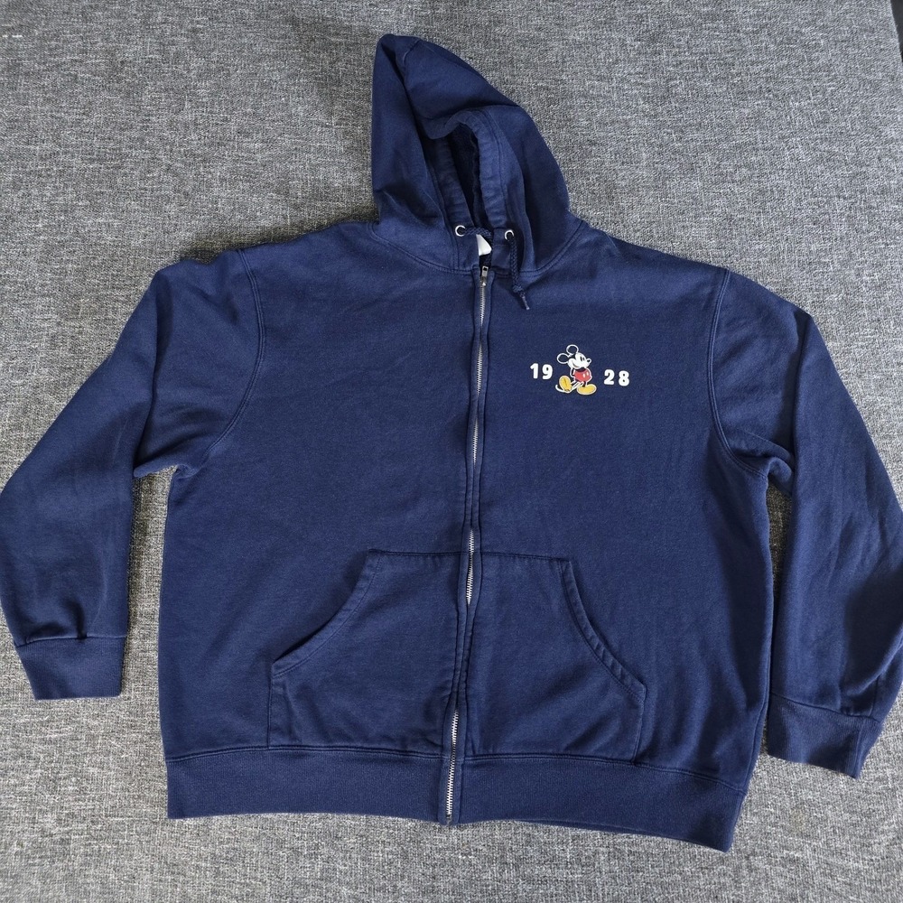 Disney Parks Mickey Mouse Disneyland Navy Blue Full Zip Hoodie Sweatshirt Large